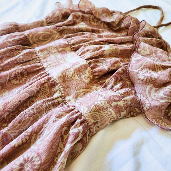 Guess Mauve Vintage 2000s Midi High-Low Dress | Boho Paisley | Size 11 - Picture 8 of 16